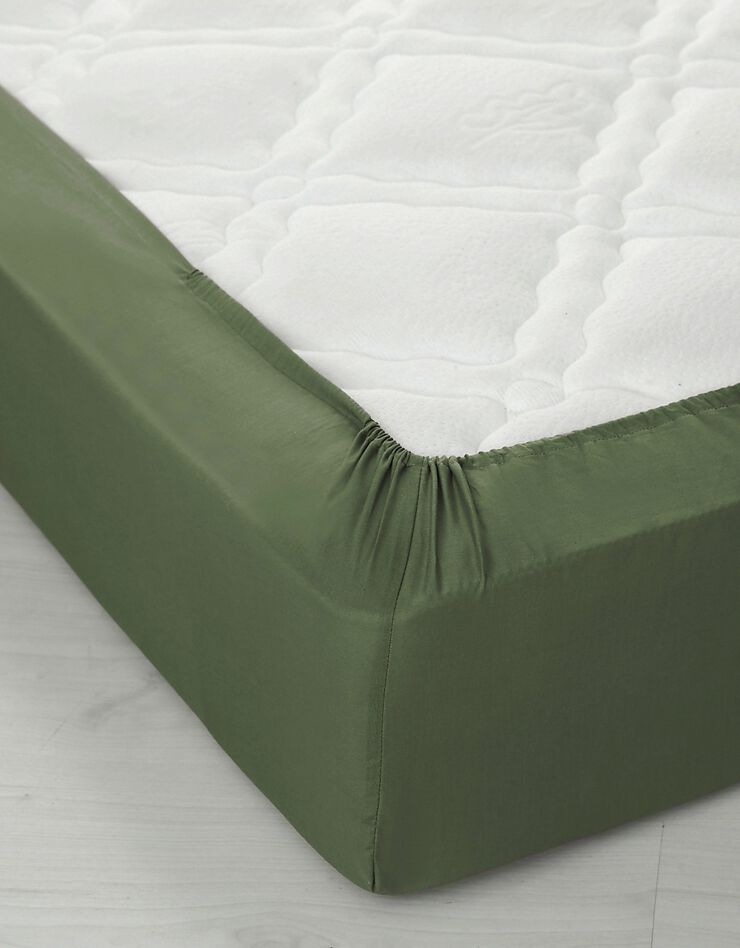 Drap-housse uni coton bonnet 32 cm (eucalyptus)