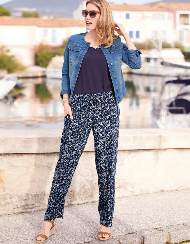 Pantalon large imprimé (indigo / bleu) Pantalon large imprimé (indigo / bleu)
