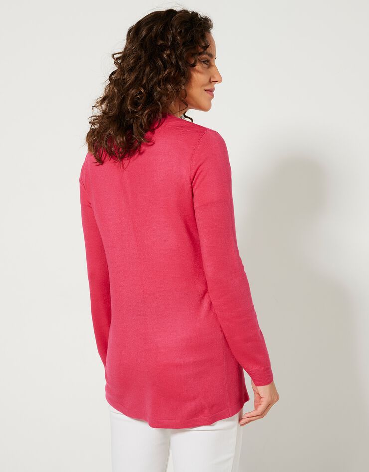 Gilet porter ouvert toucher cachemire (rose fuchsia) Gilet porter ouvert toucher cachemire (rose fuchsia)