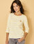 T-shirt marinière broderie coeur doré en coton biologique(**) (blanc / anis)
