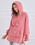 Poncho à capuche, maille polaire toucher peluche (rose poudré)