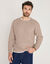 Pull col rond manches marteau c&ocirc;tes anglaises 30% laine (beige moulin&eacute;)