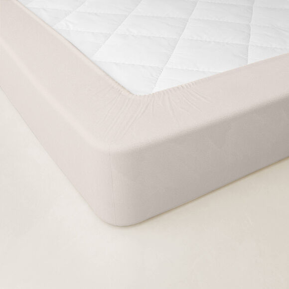 Drap-housse uni percale bonnets 40 cm (écru)