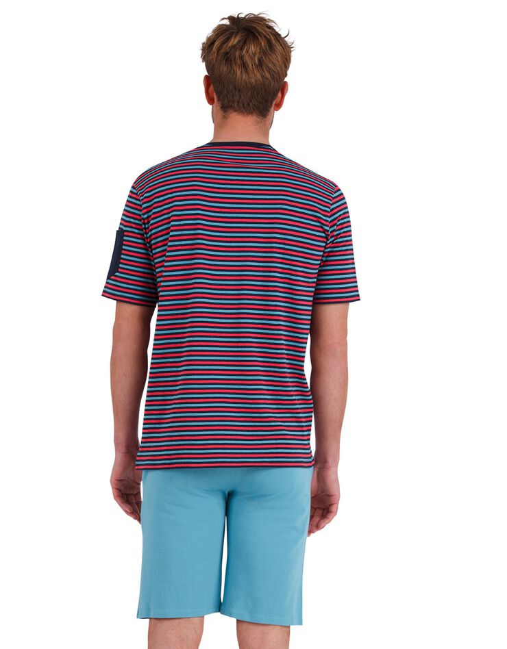 Pyjashort Athéna® rayures (bleu / rouge)