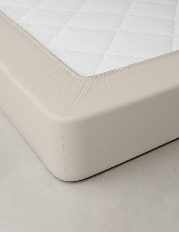 Drap-housse uni percale bonnets 40 cm (sable)