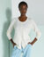 Cardigan boutonné col rond uni (écru)