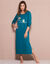 Chemise de nuit longue manches longues motif «hiboux» (vert sapin)