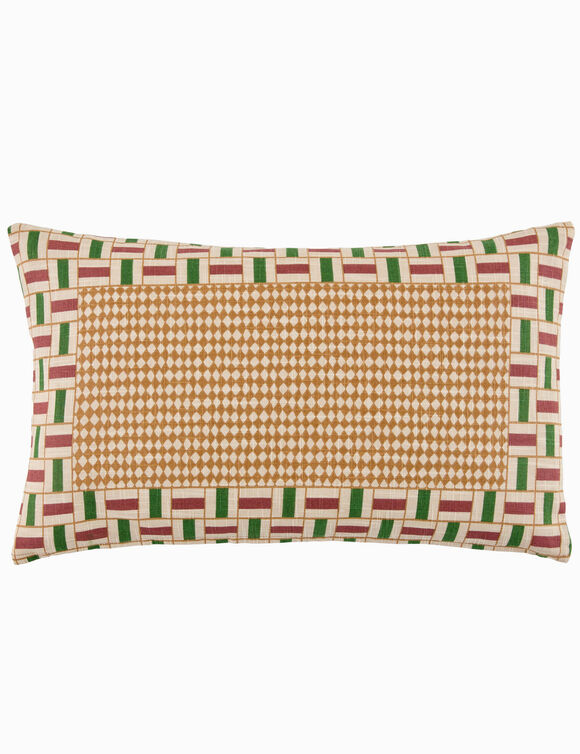 Coussin rectangulaire imprim&eacute; motifs g&eacute;om&eacute;triques (multicolore)
