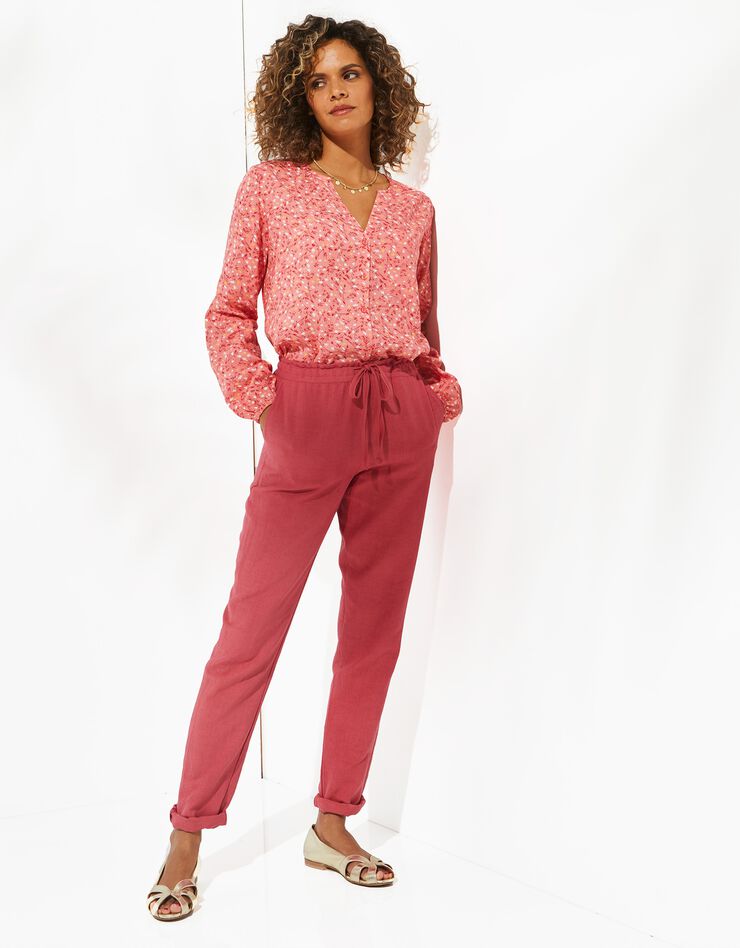 Blouse boutonnée en viscose imprimée, manches longues (corail grisé) Blouse boutonnée en viscose imprimée, manches longues (corail grisé)