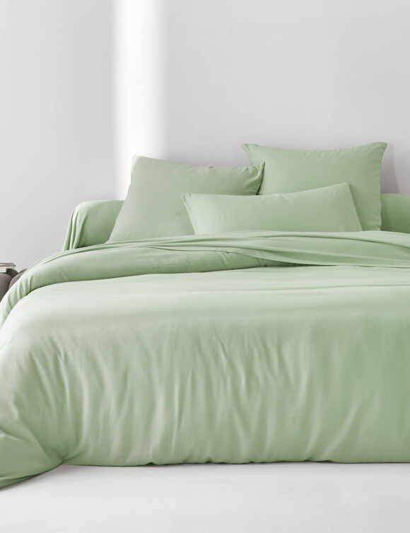 Linge de lit uni en bambou et en lin** (vert)