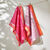 Torchon jacquard jardin d'&eacute;t&eacute; coton tiss&eacute;-teint - lot de 2 (rose)