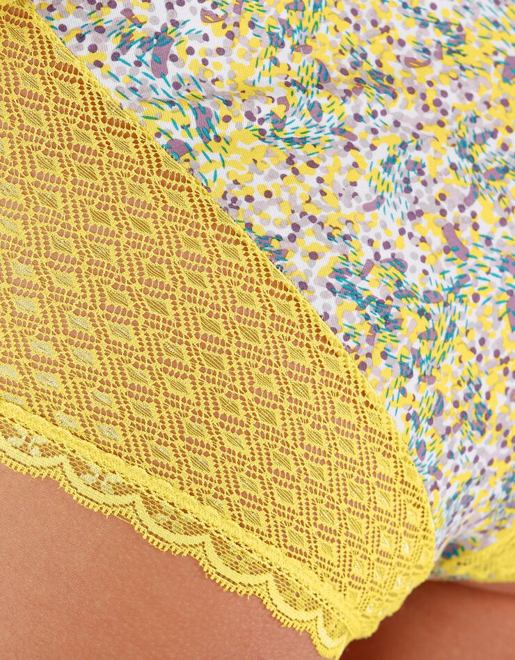 Culotte maxi coton dentelle imprimée multicolore Coria - lot de 2 (jaune)