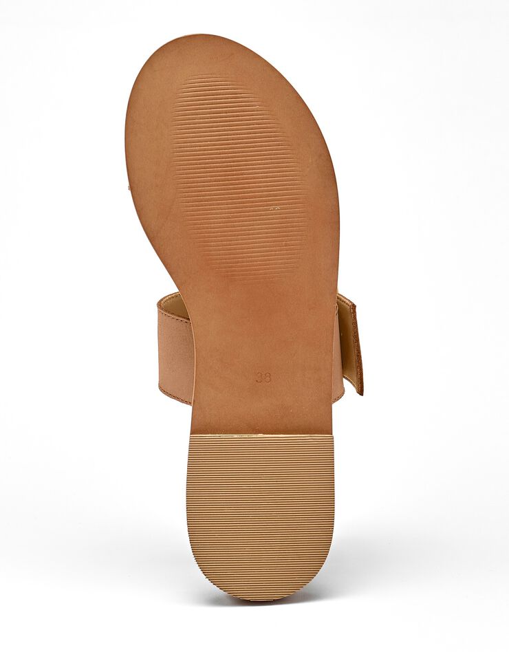 Mules plates éco-conçues en cuir naturel à boucle (caramel) Mules plates éco-conçues en cuir naturel à boucle (caramel)