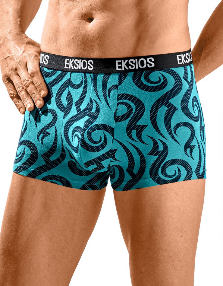 Boxer fermé fantaisie - lot de 4 (turquoise / gris) Boxer fermé fantaisie - lot de 4 (turquoise / gris)
