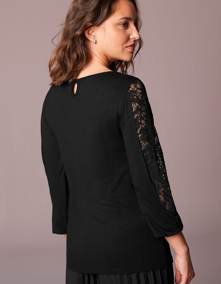 Tee-shirt dentelle manches 3/4 (noir) Tee-shirt dentelle manches 3/4 (noir)