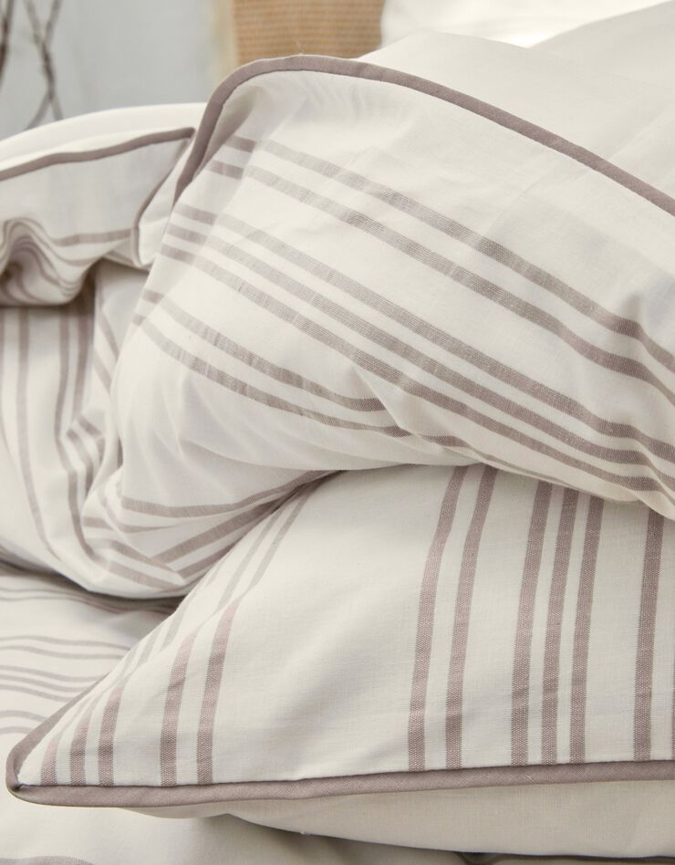 Linge de lit Eugénie rayures tissés teints - coton (taupe)
