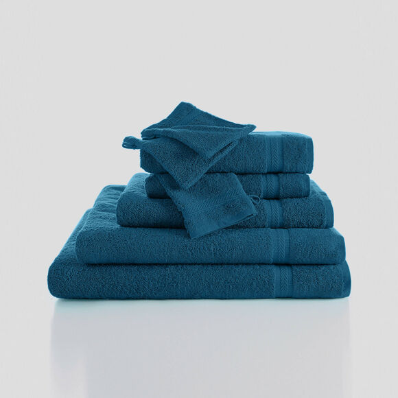 Collection serviettes de bain unies 420 g/m2 confort moelleux (bleu paon)
