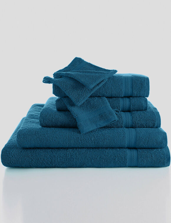 Collection serviettes de bain unies 420 g/m2 confort moelleux (bleu paon)