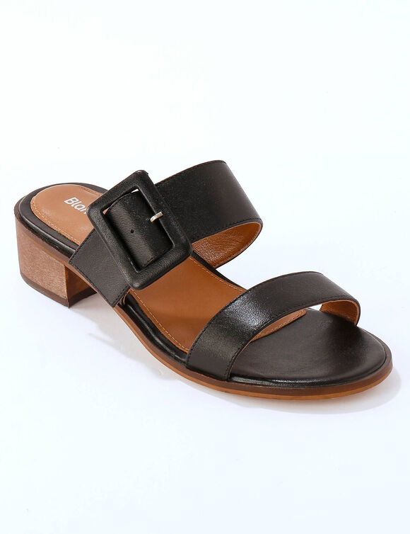 Mules en cuir &agrave; talon (noir)