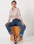 T-shirt col montant zippé imprimé zébré (rose grisé)