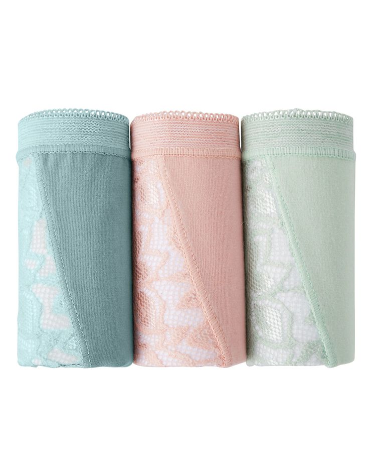 Culotte maxi dentelle - lot de 3 (amande + rose + vert) Culotte maxi dentelle - lot de 3 (amande + rose + vert)