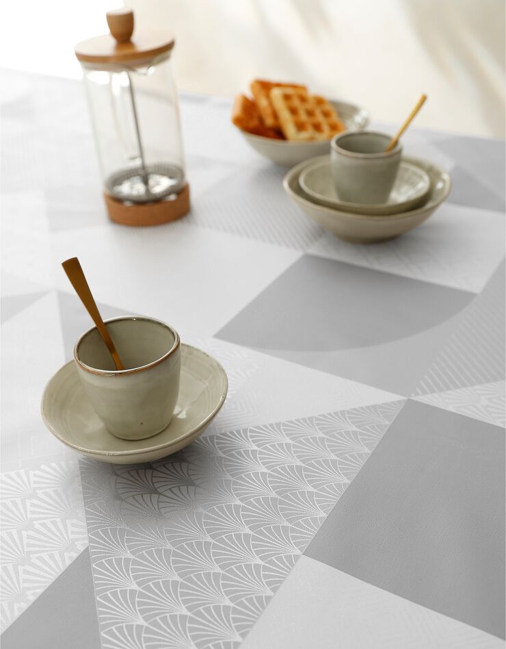 Nappe toile cirée imprimé géométrique (gris)