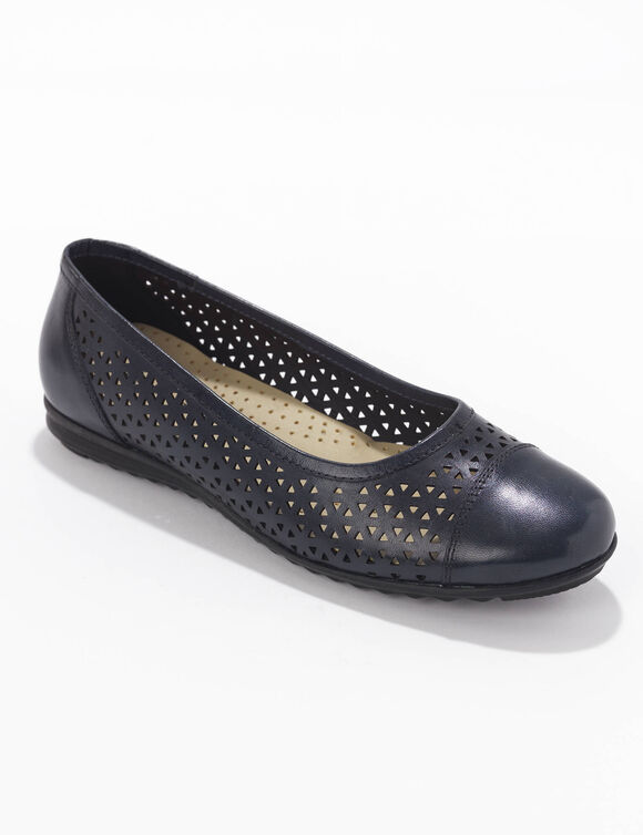 Ballerine cuir ajouré (marine)