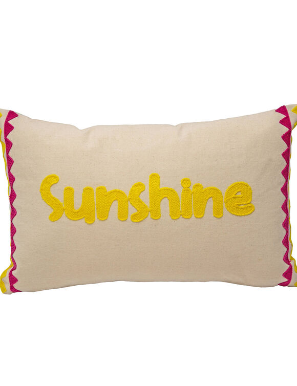 Coussin rectangulaire brod&eacute; Sunshine  (&eacute;cru / jaune)