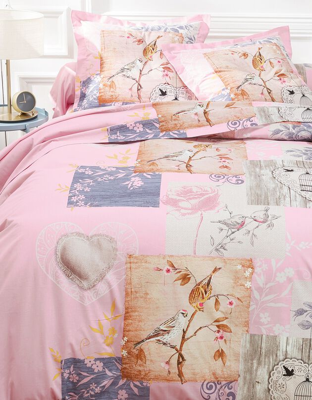 Linge de lit Agathe imprimé - flanelle (rose)