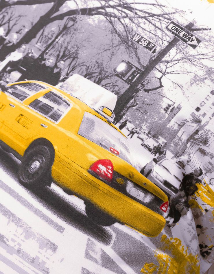 Linge de lit enfant Drive - polycoton imprimé taxis new-yorkais (gris)