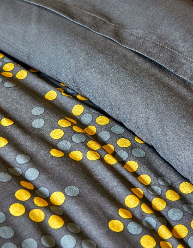 Linge de lit Sarah coton imprimé palmettes (gris)