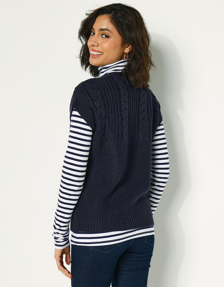 Pull manches courtes maille fantaisie (marine) Pull manches courtes maille fantaisie (marine)