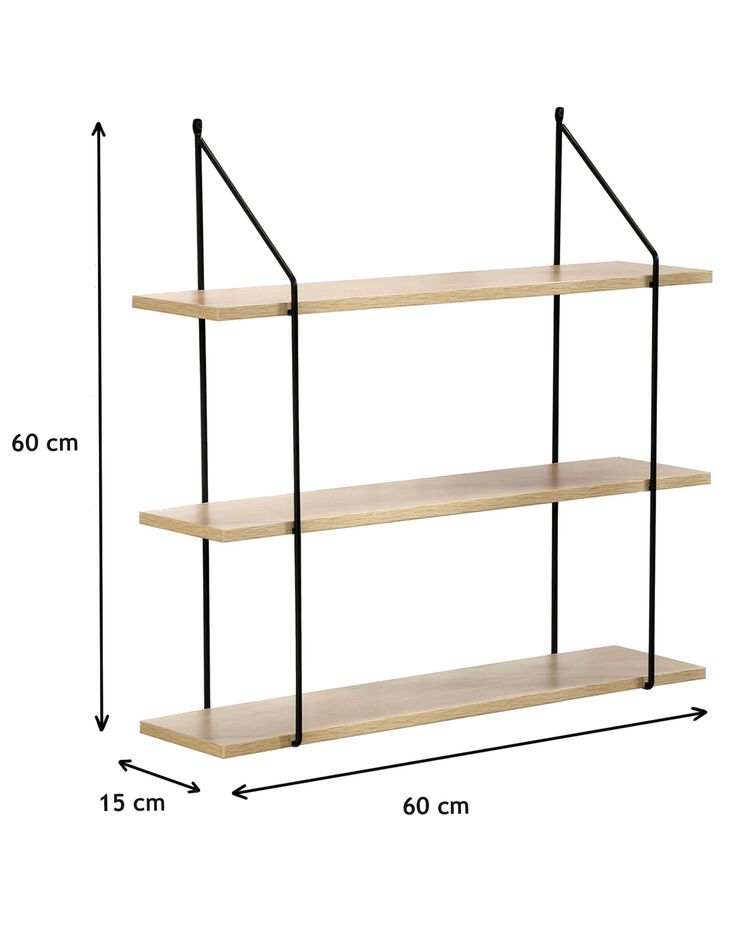 Etagère style industriel métal et bois - 3 tablettes (NOIR/BOIS)