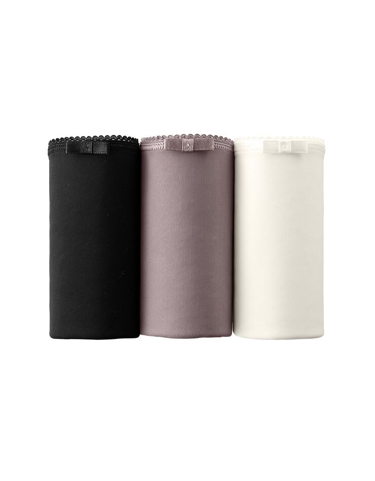 Culotte forme maxi microfibre dos dentelle stretch – lot de 3 (ivoire + taupe + noir) Culotte forme maxi microfibre dos dentelle stretch – lot de 3 (ivoire + taupe + noir)