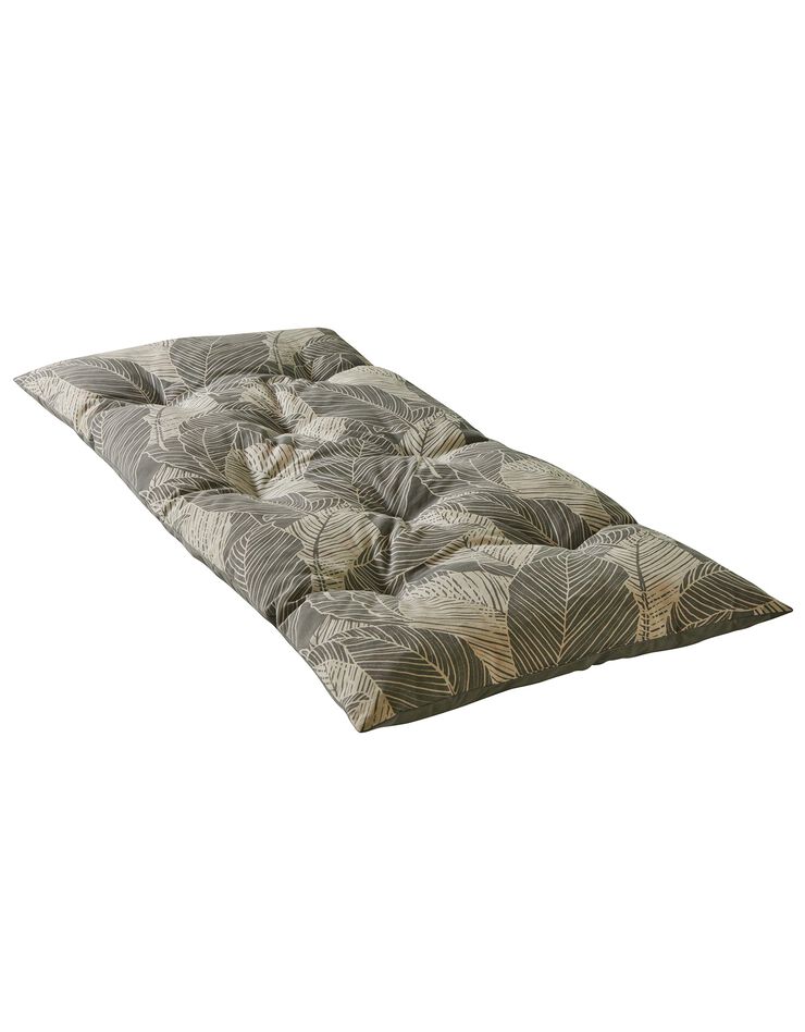 Long coussin déco coton imprimé feuillage (gris perle) Long coussin déco coton imprimé feuillage (gris perle)