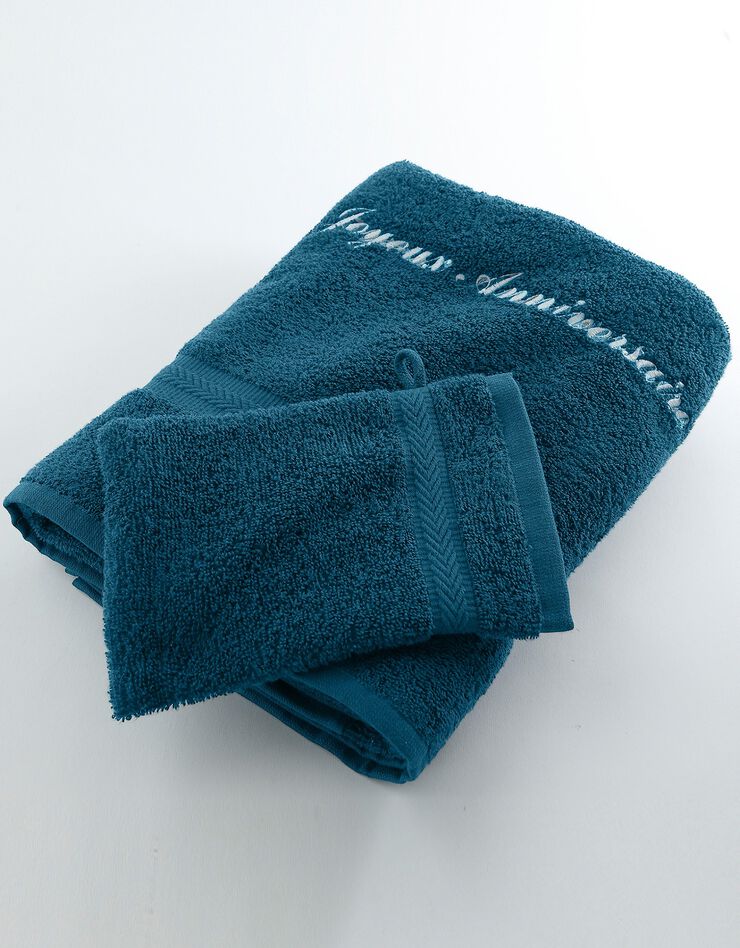 Serviette éponge personnalisable confort moelleux (bleu paon)