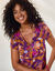 Robe imprimée, manches courtes (violet / multicolore)