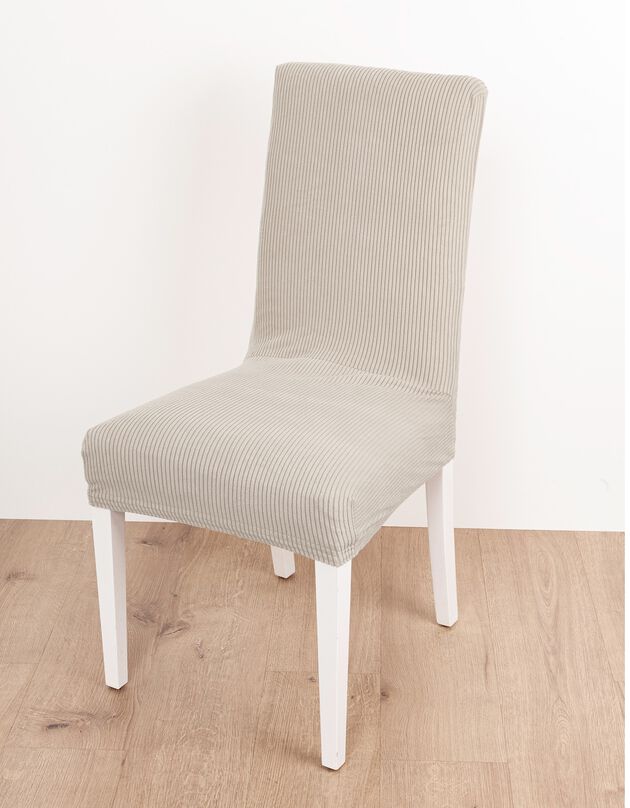 Housse de chaise bi-extensible velours côtelé (écru)