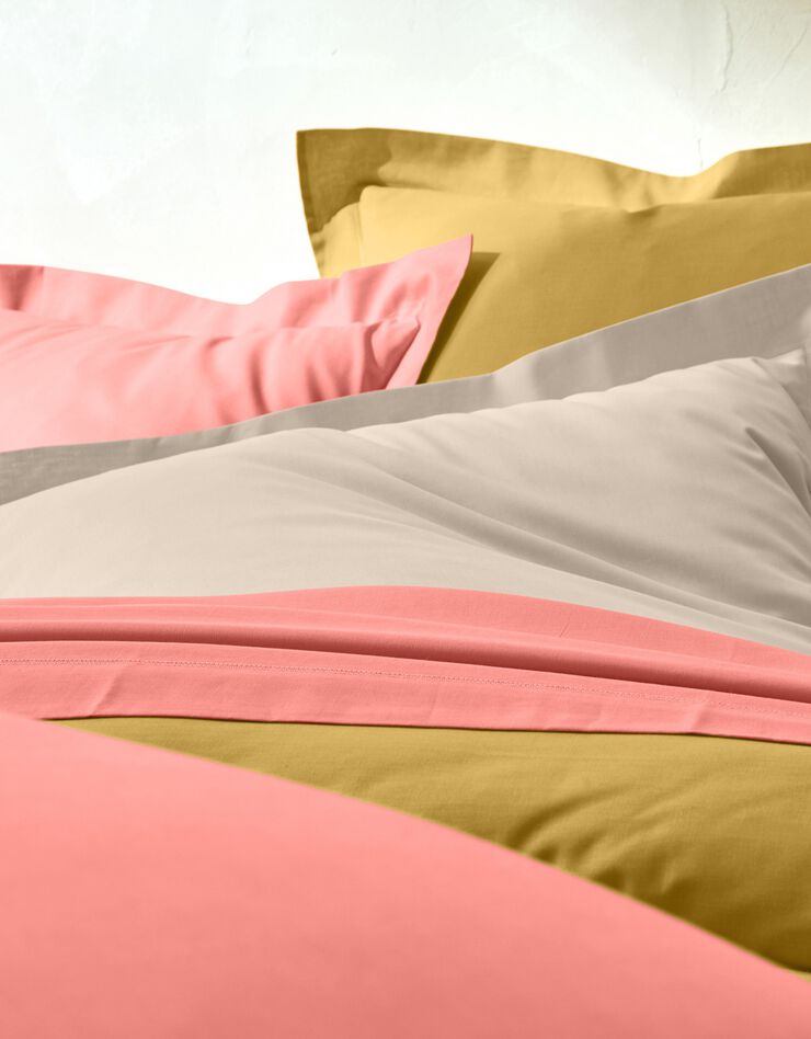 Linge de lit uni coton (corail)