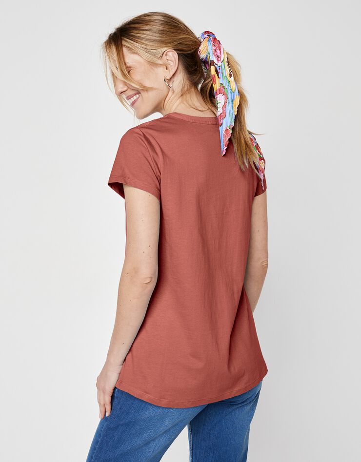 Tee-shirt boutonné broderie anglaise (terracotta) Tee-shirt boutonné broderie anglaise (terracotta)