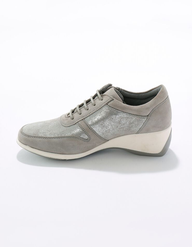 Baskets zippées compensées en cuir femme (gris clair) Baskets zippées compensées en cuir femme (gris clair)