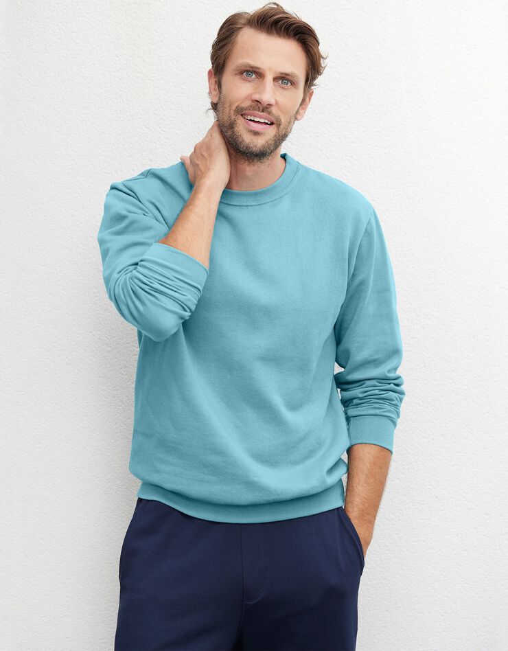 Sweat molleton col rond (bleu vert)