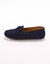 Mocassins en cuir ultra-souple à liens (marine)