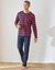 Pyjama coton rayé manches longues (marine / rouge)