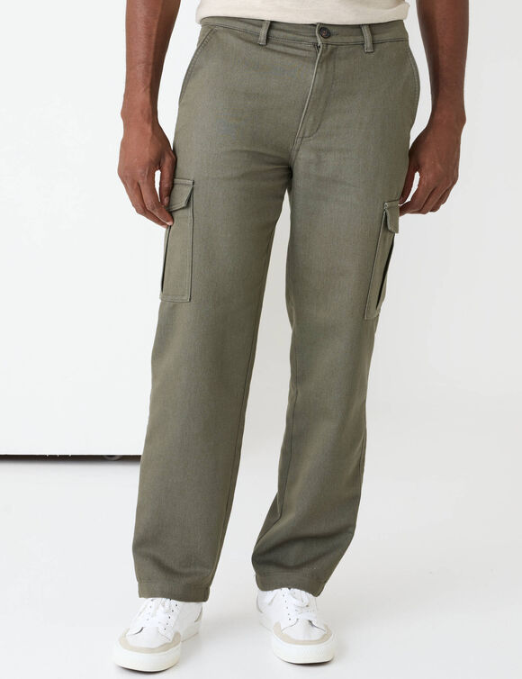 Pantalon cargo en serg&eacute; ultra stretch - L30 (kaki)