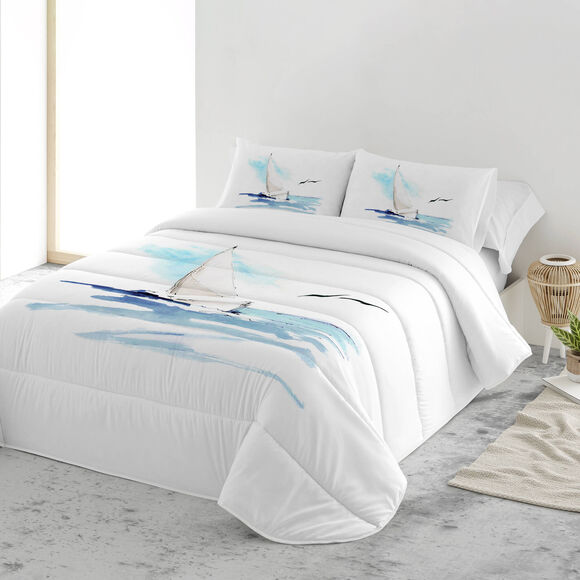 Couvre-lit matelassé imprimé Mer (blanc)