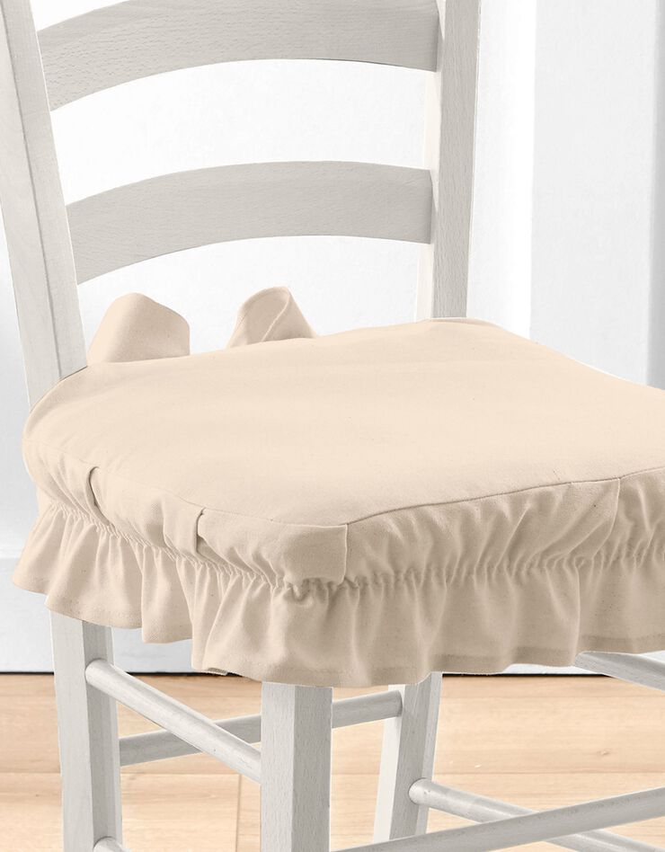Housse chaise unie volantée coton bachette (écru)