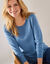 Pull col rond uni, manches longues (bleu grisé)