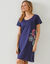 Chemise de nuit courte imprimé rosaces (marine)