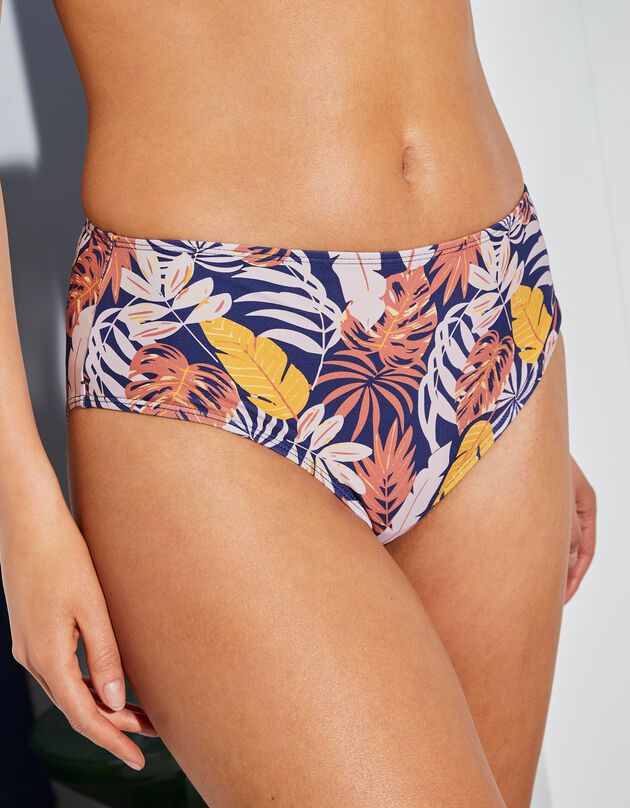 Culotte de bain imprimée maxi et sculptante Lagarta (marine / orange)